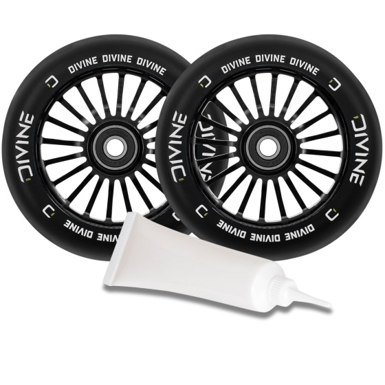 Zestaw 2 szt. kółek Divine 110 mm Turbo czarne + Divine olej do łożysk