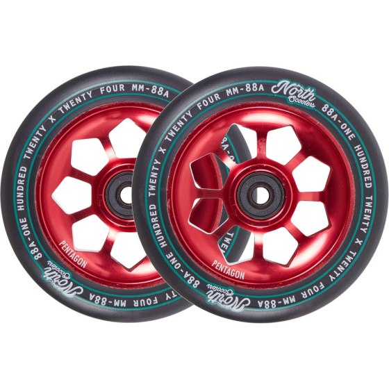 Kółka North Pentagon 120 mm Czerwony, 2 szt.
