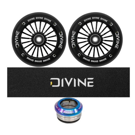 Zestaw 2 szt. kółek Divine 110 mm Turbo czarne + Divine griptape + Divine headset