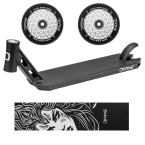 Zestaw Deska Divine Park czarna + 2 sztuki kółek Divine 110 mm Light srebrne + Divine Nyx griptape