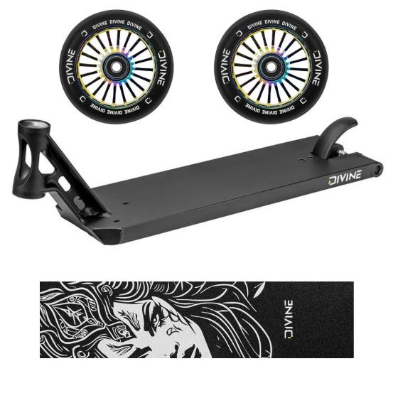 Zestaw Podest Divine Forget Street 6" 560 mm czarna + 2 sztuki kółek Divine 110 mm Turbo Neochrome + Divine Nyx griptape