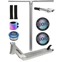 Custom freestyle koloběžka – Divine × Union Honeycomb Stříbrná | Scootshop.cz