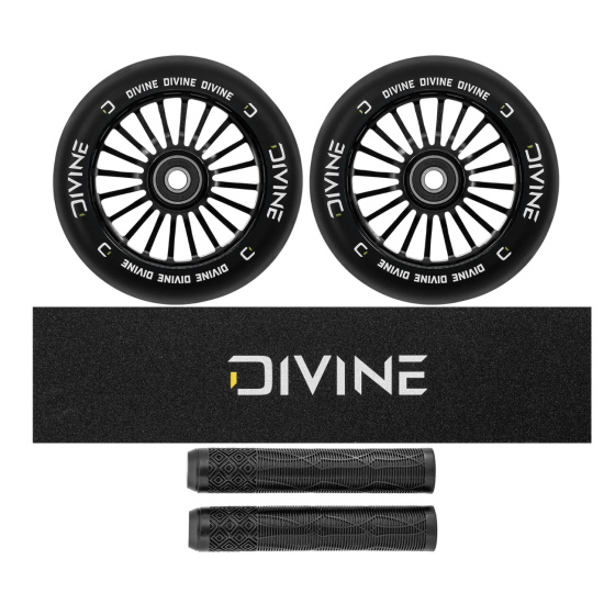 Zestaw 2 sztuk kółek Divine 110 mm Turbo czarne + Divine griptape + Divine gripy