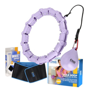 Zestaw hula-hoop do masażu ONE Fitness OHA02 z obciążnikami i pasem wyszczuplającym BR160 fioletowy