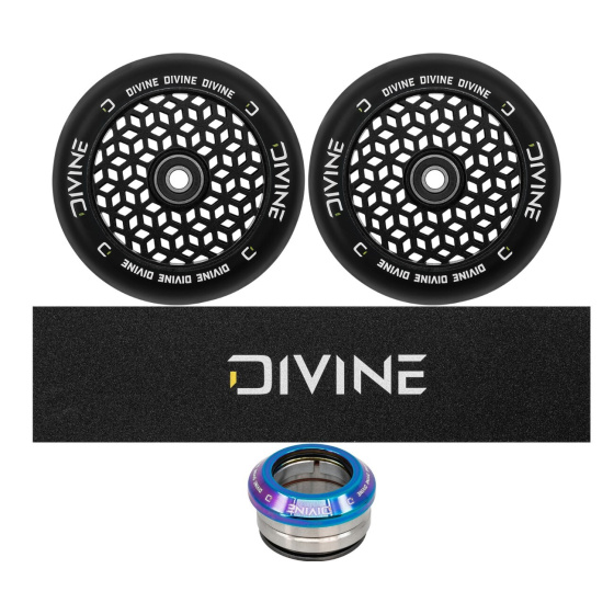 Zestaw 2 szt. kółek Divine 110 mm Light czarne + Divine griptape + Divine headset