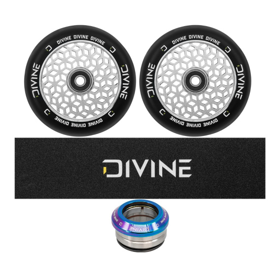 Zestaw 2 szt. kółek Divine 110 mm Light srebrne + Divine griptape + Divine headset