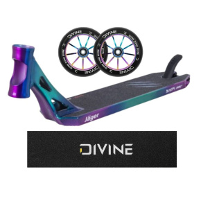 Zestaw Deska Bestial Wolf Jager Crazy 540mm + 2 sztuki kółek Divine 110 mm Spoked Neochrome + griptape z logo Divine