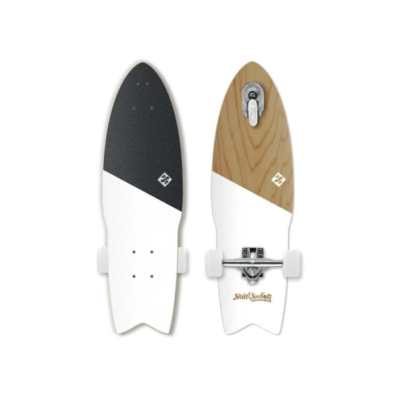 Longboard Street Surfing SHARK ATTACK 30” Koa Biały