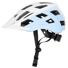 Spokey POINTER Kask rowerowy z LED oświetleniem 55-58 cm Biały/Niebieski