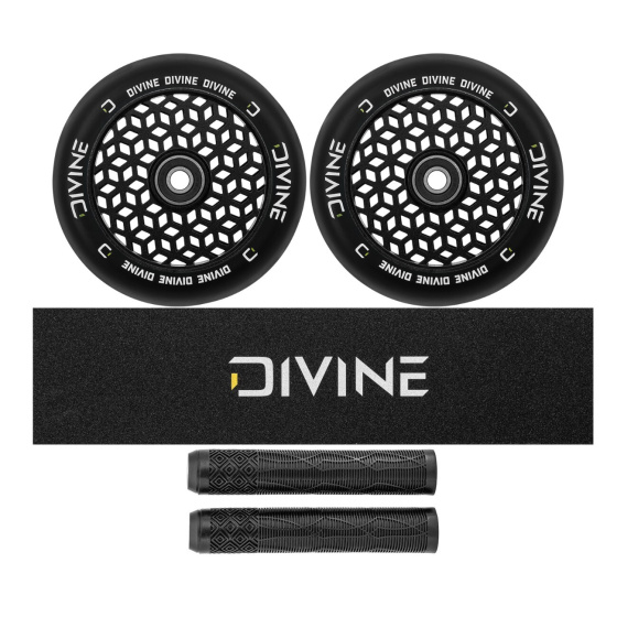 Zestaw 2 sztuk kółek Divine 110 mm Light Core czarne + Divine griptape + Divine gripy