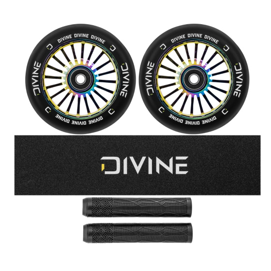 Zestaw 2 szt. kółek Divine 110 mm Turbo neochrome + Divine griptape + Divine gripy