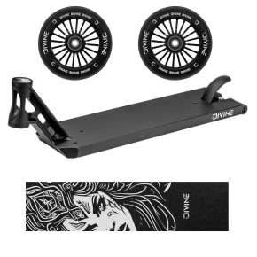 Zestaw Deska Divine Forget Street 6" 580 mm czarna + 2 szt. kółek Divine 110 mm Turbo czarne + Divine Nyx griptape