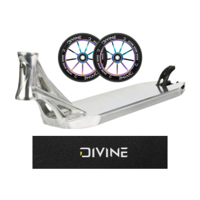 Zestaw Deska Ethic Lindworm V3 590mm Polished + 2 sztuki kółek Divine 110 mm Spoked Neochrome + Griptape z logo Divine
