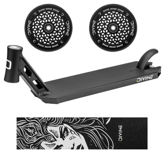 Zestaw Deska Divine Park czarna + 2 sztuki kółek Divine 110 mm Light czarne + Divine Nyx griptape