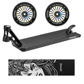 Zestaw Deska Divine Forget Street 6" 580 mm czarna + 2 sztuki kółek Divine 110 mm Turbo Neochrome + Divine Nyx griptape